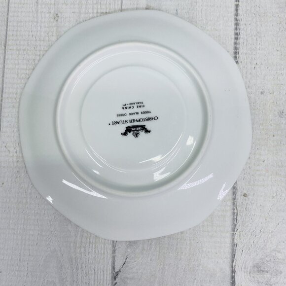 Christopher Stuart BLACK DRESS China Octagonal Gold  Salad Plate & Saucer Set 2 - Picture 6 of 11